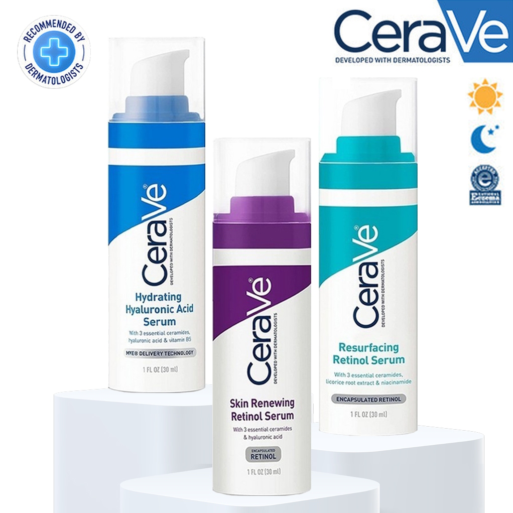 Cerave Resurfacing Serum /Retinol Serum /Hydrating Hyaluronic Acid serum 30ml เซราเว เซรั่มลดริวรอย เซรั่มห