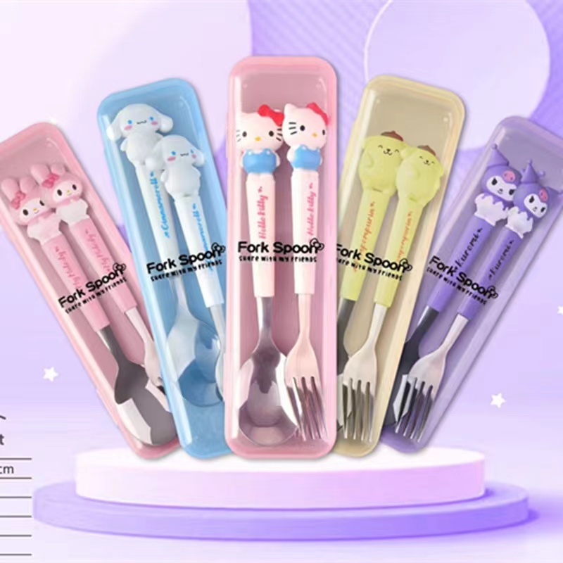 (พร้อมส่ง)ชุดช้อนส้อม ช้อนส้อม+ตะเกียบสแตนแลส+ด้ามจับพลาสติกอย่าางดี