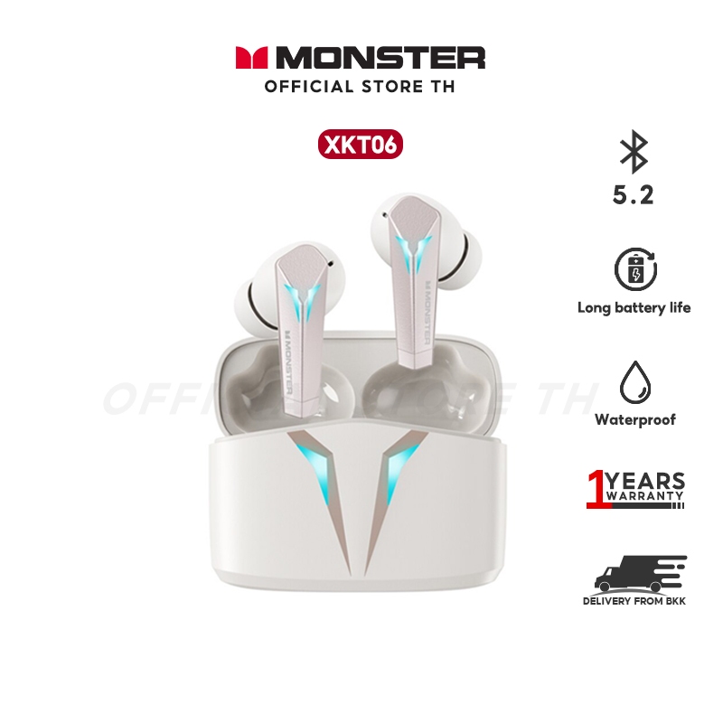 Monster XKT06 BT 5.3 หูฟังไร้สายบลูทูธ หูฟังเกมมิ่งไม่ดีเลย์ Bluetooth wireless headset