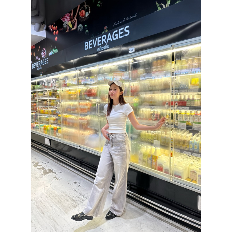Her001 กางเกงยีนส์ทรง Baggy jeans สีเทา