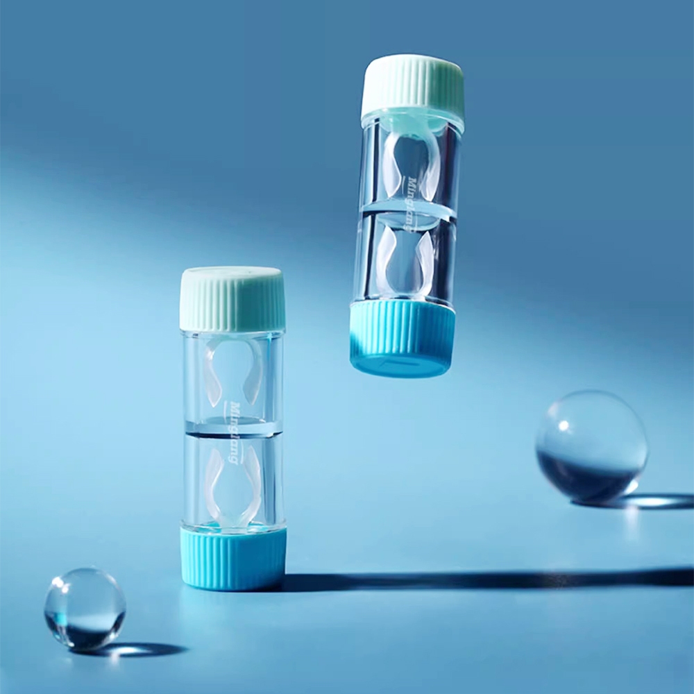 Uyaai คอนแทคเลนส์สี เคสคอนแทคเลนส์ RGP ทรงกระบอก สองหัว แบบพกพา หลากสี - รูปที่ 2