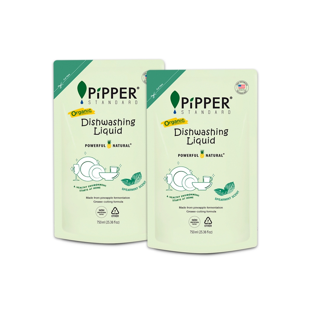 PiPPER STANDARD ผลิตภัณฑ์ล้างจานธรรมชาติกลิ่นกลิ่นสเปียร์มินต์ 750 มล. แพ็คคู่