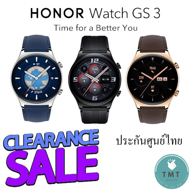 HONOR Watch GS 3 สมาร์ทวอทช์ มีGPS ในตัว ดีไซน์พรีเมี่ยม หน้าจอ AMOLED วงกลมขอบโค้ง3D รับสายสนทนาได้ รับประกันศูนย์ 1ป