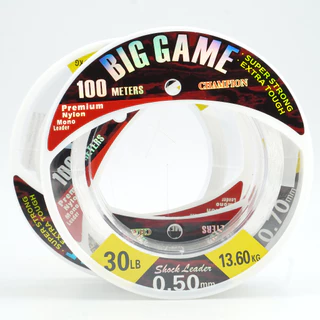 BIG GAME CHAMPION สายช็อคลีด บิ๊กเกม ยาว 50 และ 100 เมตร ขนาด 20-100 ปอนด์ สายเอ็นหน้า ตกปลาฟันคม