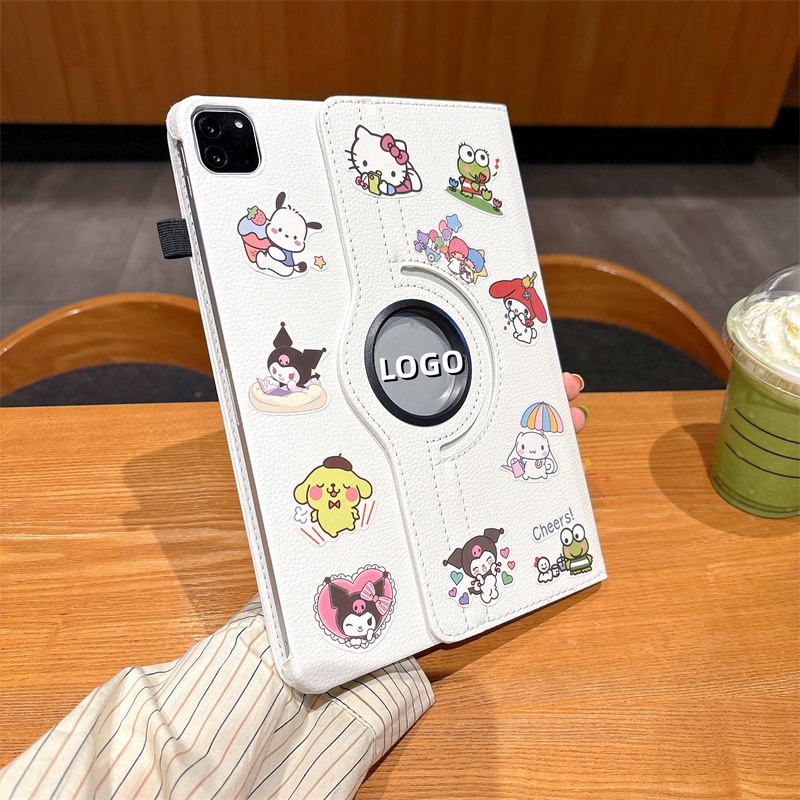ส่งจากไทย Sanrio สติ๊กเกอร์ การ์ตูน เคส for iPad pro 2024 11 10.2 Gen10 9 8 2022 เคสไอแพด Air5 6 10.9 Case การหมุน 360