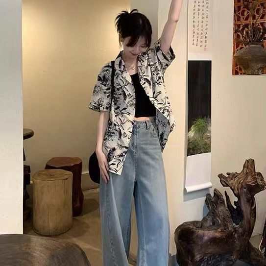 aililai1688 เสื้อเชิ้ตแขนสั้น เสื้อฮาวาย ลายดอกไม้ ใส่เที่ยวทะเล เล่นน้ำสงกรานต์ ดีไซน์สวย ใส่สบาย