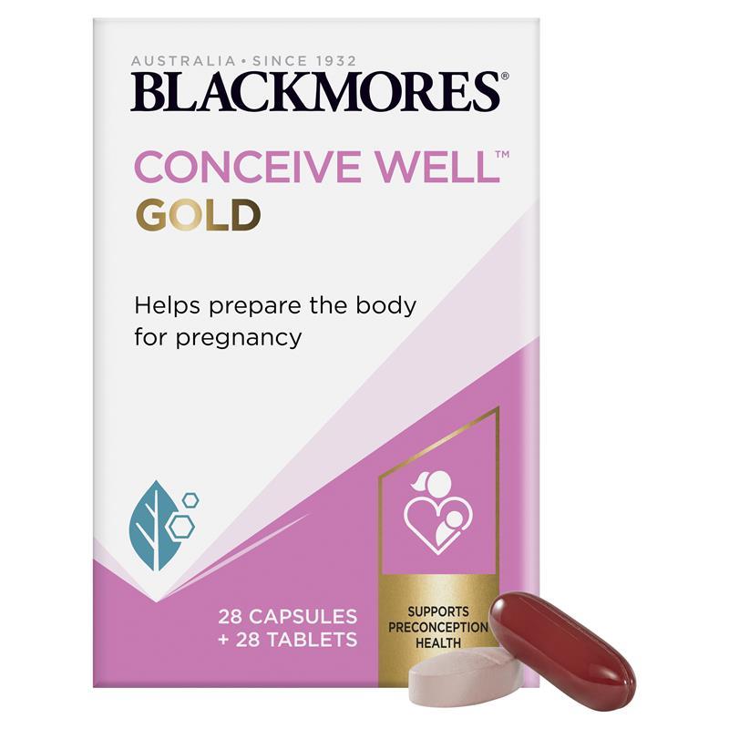 Conceive Gold สารอาหารเตรียมตั้งครรภ์ และ ในขณะตั้งครรภ์ บำรุงคนท้อง แบล็คมอร์โกลด์ - Blackmores Con