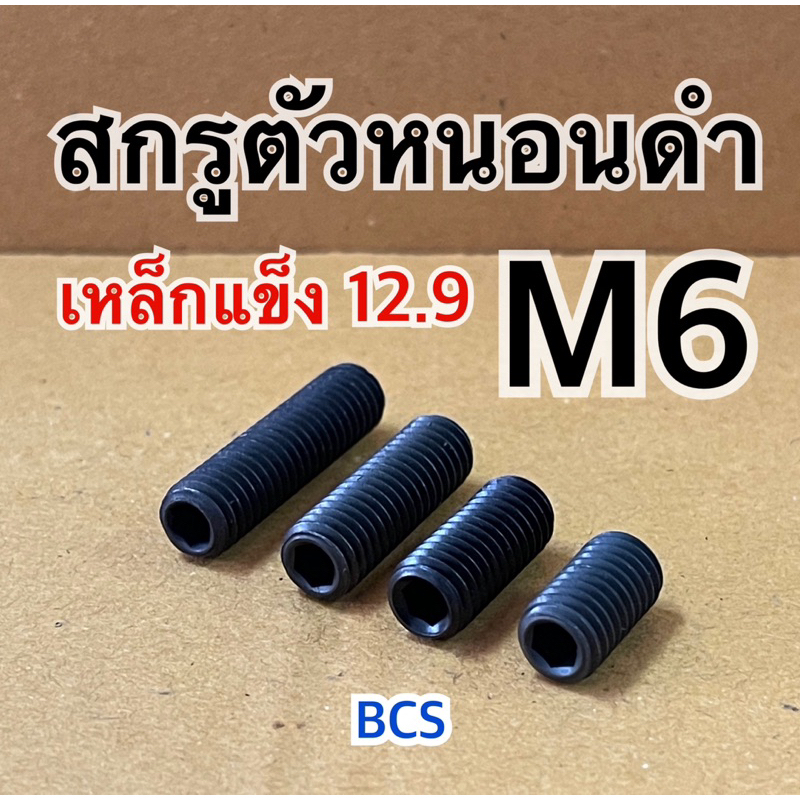 M6 (เบอร์10) สกรูตัวหนอนดำ หัวหกเหลี่ยม เหล็กแข็ง
