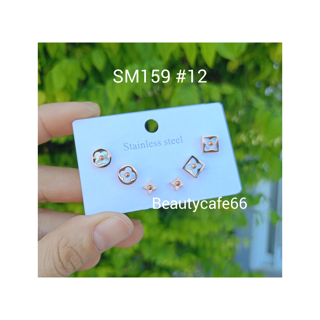 SM159 เซต 3 คู่ สุดคุ้ม Stainless 316L ต่างหูก้านเสียบ สแตนเลสแท้ พร้อมส่งจากไทย