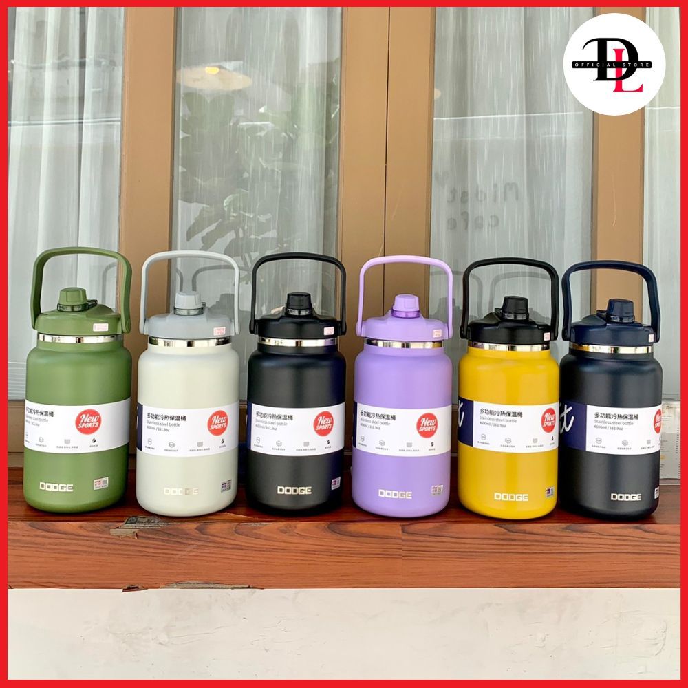DODGE DB-22667 กระบอกนํ้าเก็บความเย็นกระติกน้ำ ขนาด 4600 ml.สแตนเลส304 พร้อมหูหิ้ว DB-22667
