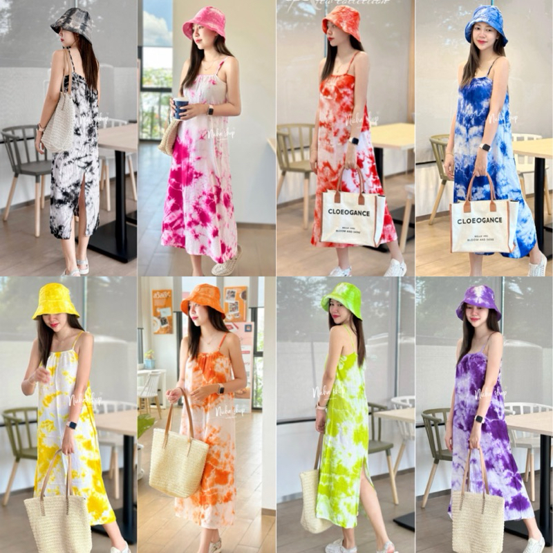 ชุดเดรสผ่าหลังมัดย้อม