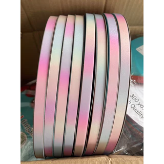 ริบบิ้นกากเพชรใส สีรุ้งสด สีรุ้งพาสเทล TW 300 หลาม้วนใหญ่ ราคาต่อ 1 ม้วน