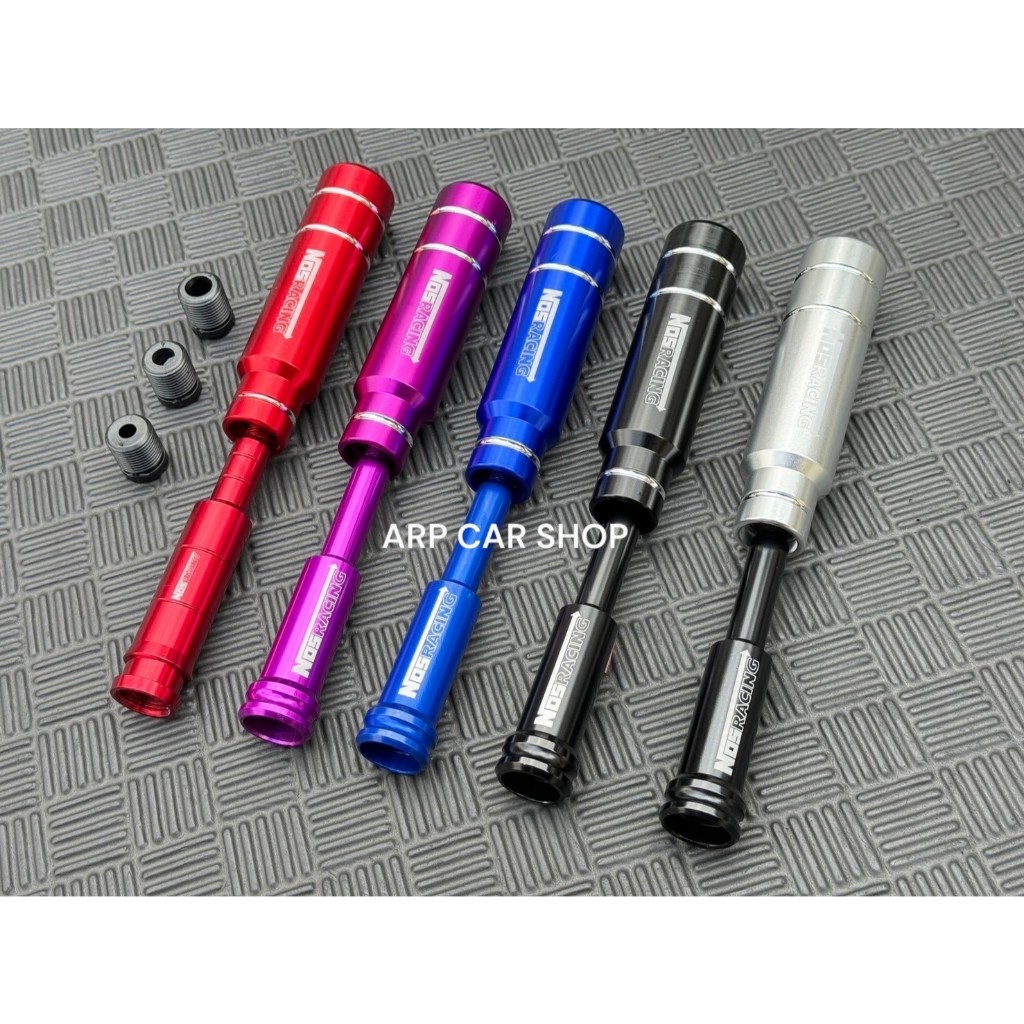 หัวเกียร์ NOS  RACING สี ยาว 13 cm. + ด้ามต่อสี ขนาด 13 cm. รวมกันยาว ประมาณ 23 cm. (เซ็ทคู่)