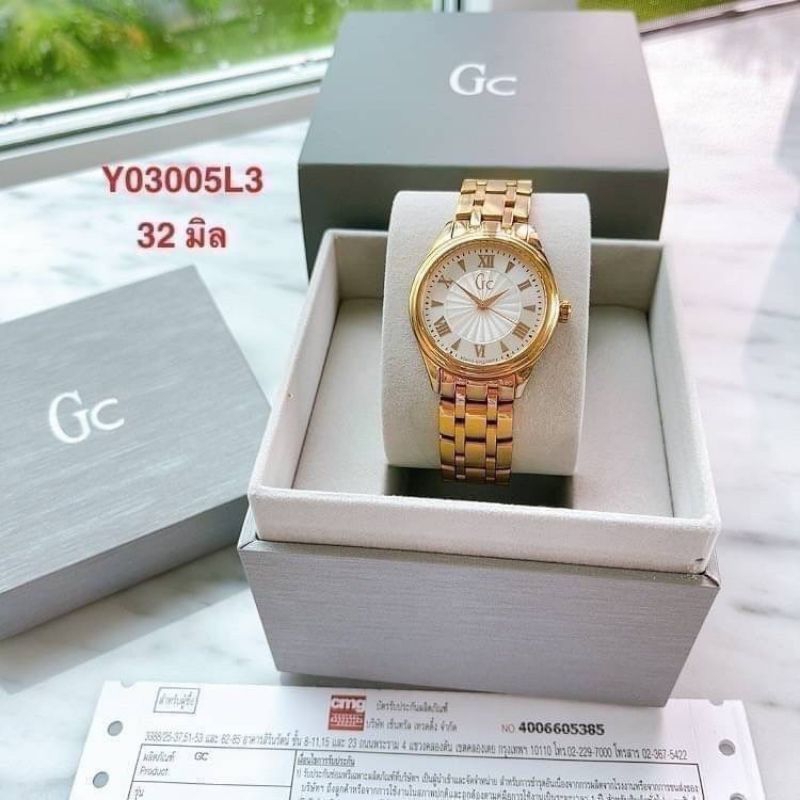 🌻ตัวเรือนและสายสเตนเลสพิงค์โกลด์ ตัวเลขโรมัน ✨ นาฬิกา Gc Y03005L3 Gcsmartclass