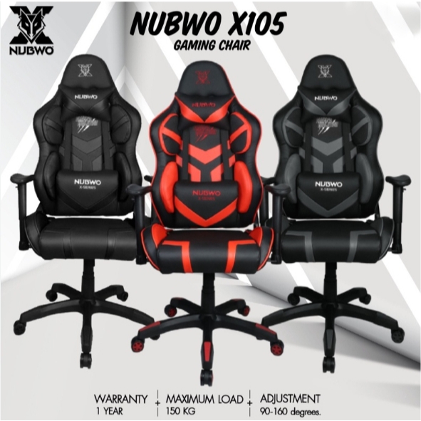 GAMING CHAIR (เก้าอี้เกมมิ่ง) NUBWO X SERIES NBCH X105 PLUS Gray (สินค้าต้องประกอบก่อนใช้งาน)รับประกัน 2ปี