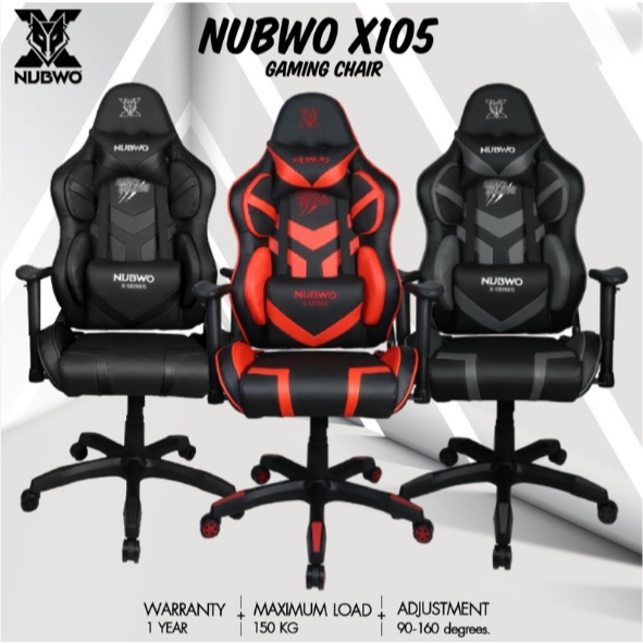 GAMING CHAIR (เก้าอี้เกมมิ่ง) NUBWO X SERIES NBCH X105 PLUS Gray (สินค้าต้องประกอบก่อนใช้งาน)รับประก