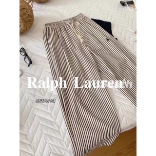 🎀พร้อมส่ง 🎀กางเกงขายาวPolo ผ้านิ่มใส่สบาย ฟรีไซส์ เอวยางยืด โปโล ใส่สบาย กางเกงแฟชั่นลายทาง