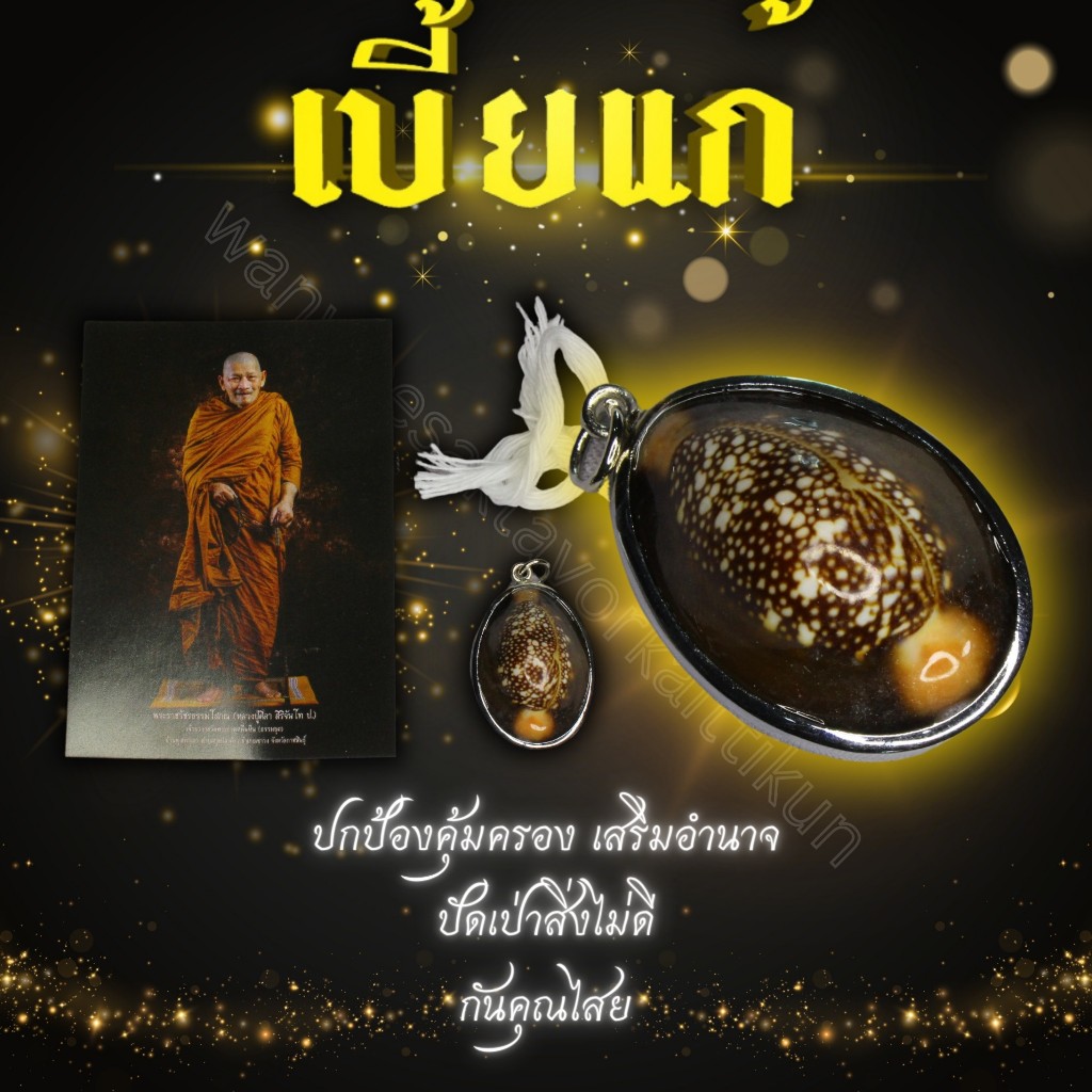 เบี้ยแก้หลวงปู่ศิลาสแตนเลส พร้อมด้ายมงคล แก้ปีชง คุ้มกันภัย