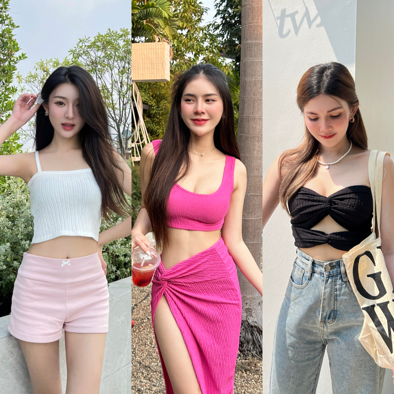 ชุดไปทะเล ผ้าเปลือกไม้ทรงดี ผ้านิ่มไม่บาง สาวอวบใส่ได้ ผ้ายืดตามตัว รุ่น รวมเซ็ตทะเลผ้าเปลือกไม้