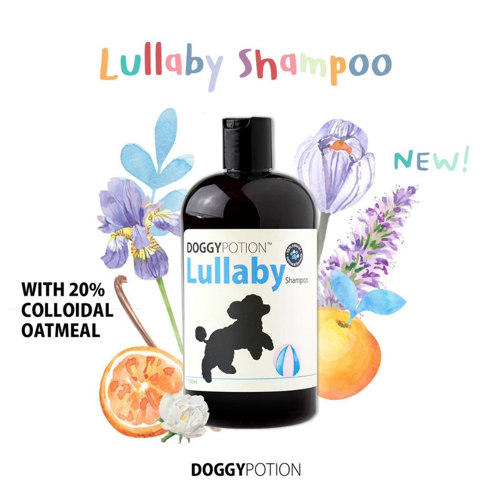 Doggy Potion Lullaby Shampoo แชมพูโอ๊ตมีลสูตรลาลาบาย โอ๊ตมีลเข้มข้น 20% กลิ่นแป้งเด็ก ขนาด 500ml.