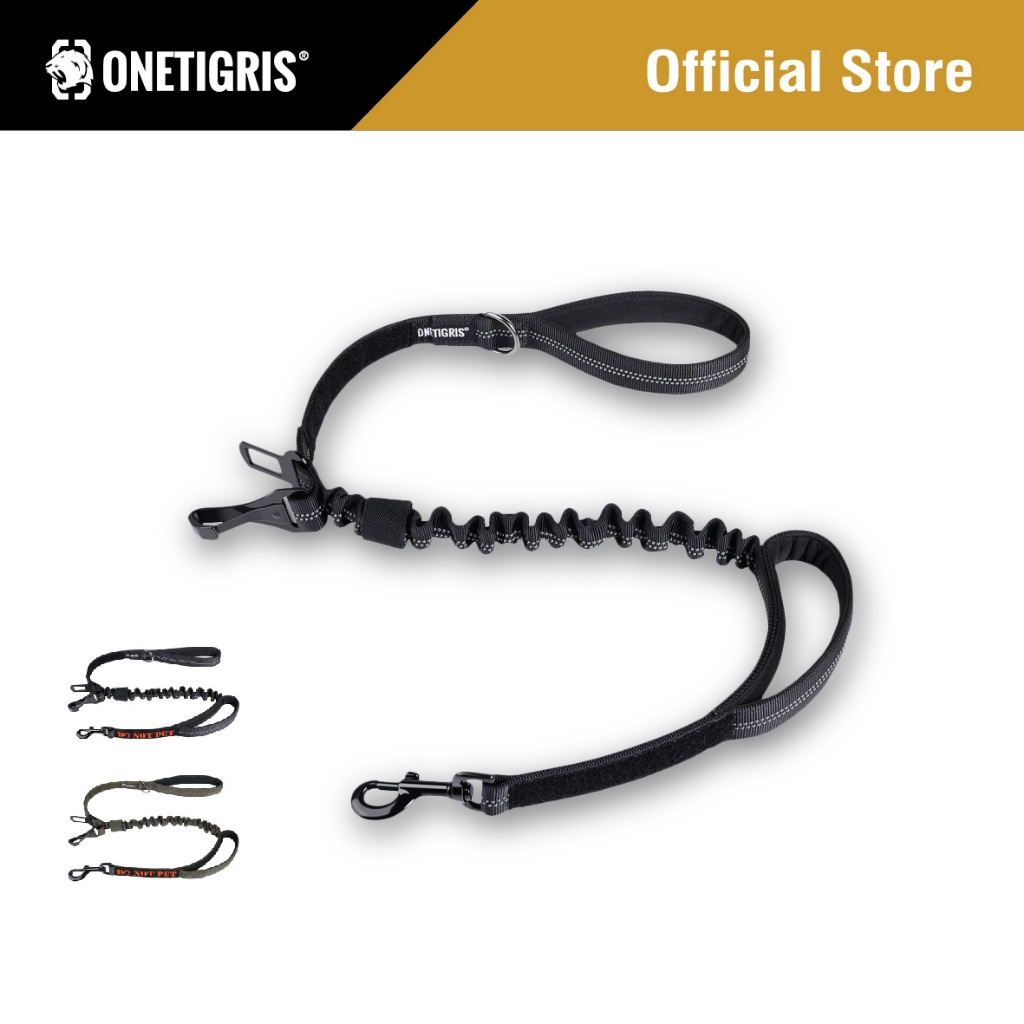 OneTigris สายจูงสุนัข Dog Leash 17 สายจูงลดแรงกระชากสำหรับสุนัข เชือกจูงสุนัข ล็อคเข้ากับหัวเข็มขัดนิรภัยในรถยนต์ได้