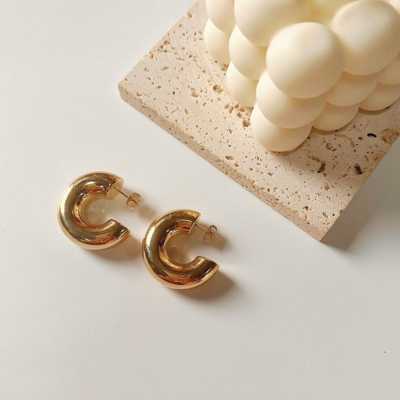 (สั่งในไลฟ์ ลด50%) Donut Classy Hoop/stainless(10mm)