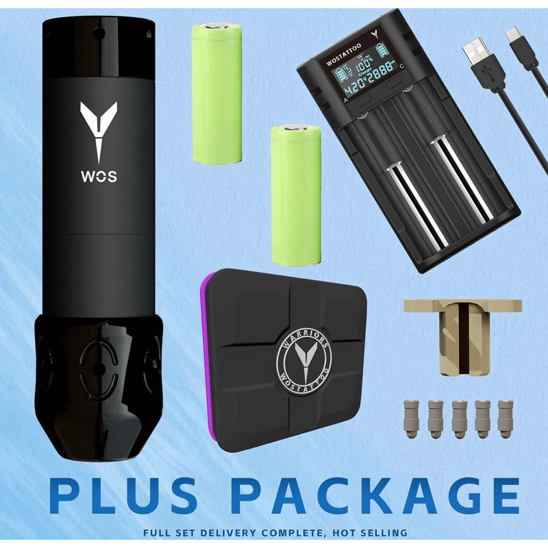 WOS E60 Pro Plus (รุ่นท็อปสุด มีกระเป๋า) รับประกัน1ปี แท้ 100%เครื่องสักไร้สาย ปรับสโตรคได้ 3.0ถึง 5.0 ร้านค้าในไทย