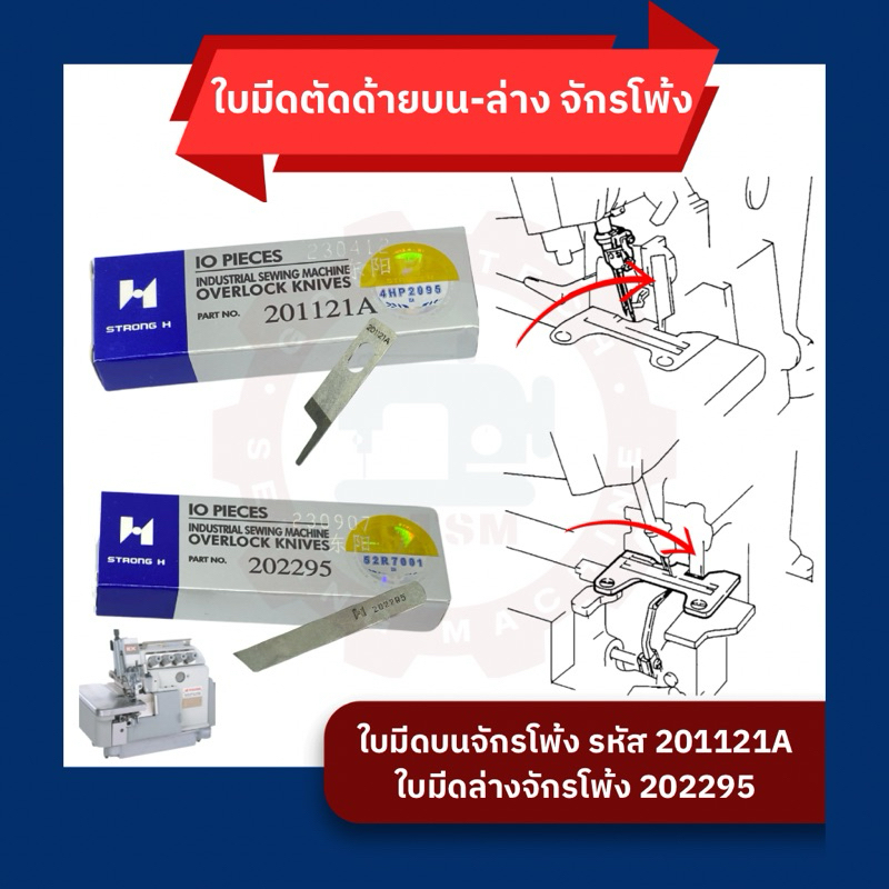 202295/201121A ใบมีดจักรโพ้ง 3/4/5 เส้น(บน-ล่าง) มีดจักรโพ้งม้าบิน จูกิ ซิรูบ้า จักรพ้งจีน(Strong H)