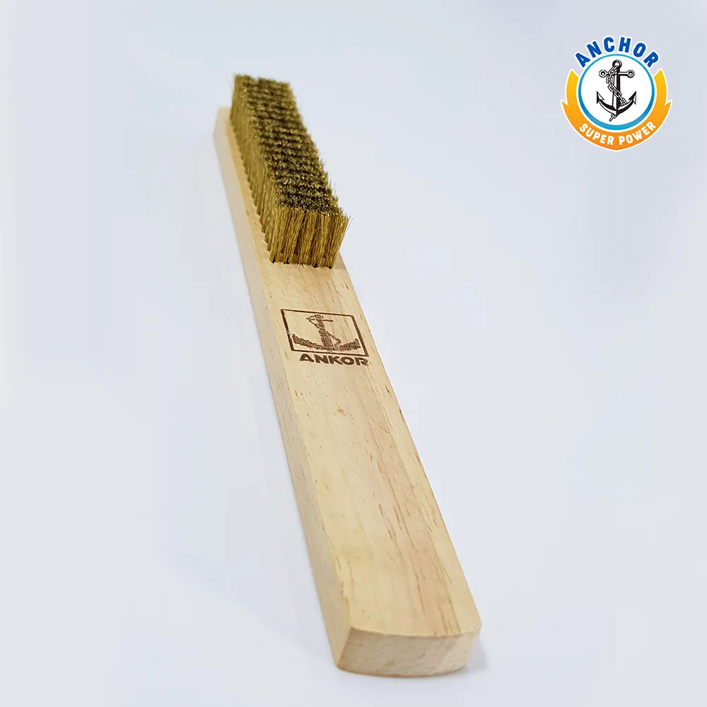 แปรงลวดทองเหลือง 5 แถว ตราสมอ (ANKOR) ใช้ขัดเครื่องเงิน เครื่องทอง และอุปกรณ์อุตสหกรรม แข็งแรง ทนทาน