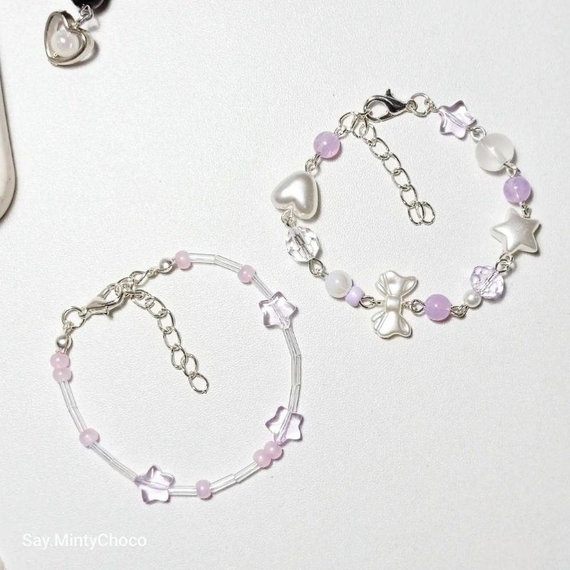 พร้อมส่ง ⋆ ˚｡⋆୨୧˚ Bracelet ˚୨୧⋆｡˚ ⋆ Super Stars | สร้อยข้อมือ กำไลข้อมือ เจ้าหญิง คุณหนู สีม่วง