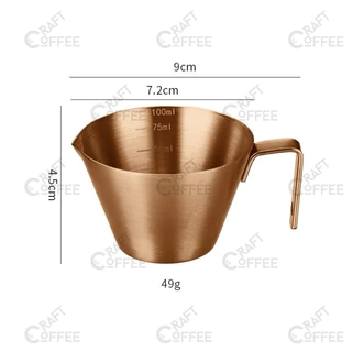 ถ้วยช็อตเอสเพรสโซ่ ช็อตกาแฟ แก้วตวงสแตนเลส 100 ml. Measuring Cup 304 Stainless Steel