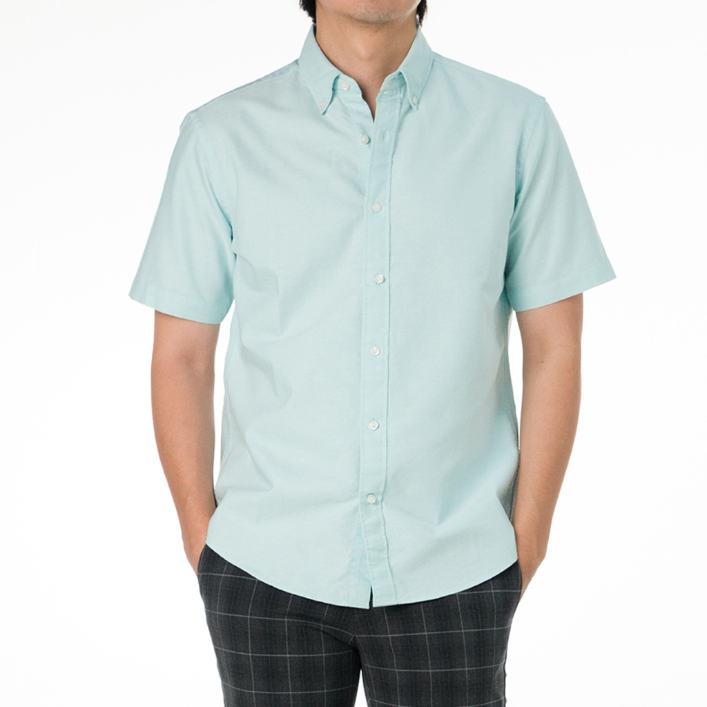 era-won เสื้อเชิ้ต รุ่น OXFORD SHORT-SLEEVED SHIRT WISDOM สี GREEN LONDON