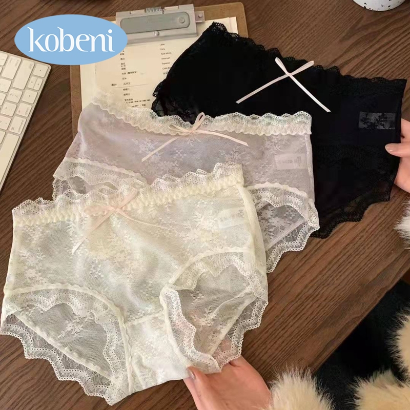 ⭐KOBENI⭐กางเกงใน กางเกงในผู้หญิง ลูกไม้เซ็กซี่ แต่งโบว์  เนื้อผ้าบางเบาสบาย ระบายอากาศได้ดี น้ําหนักเบา สําหรับสตรี