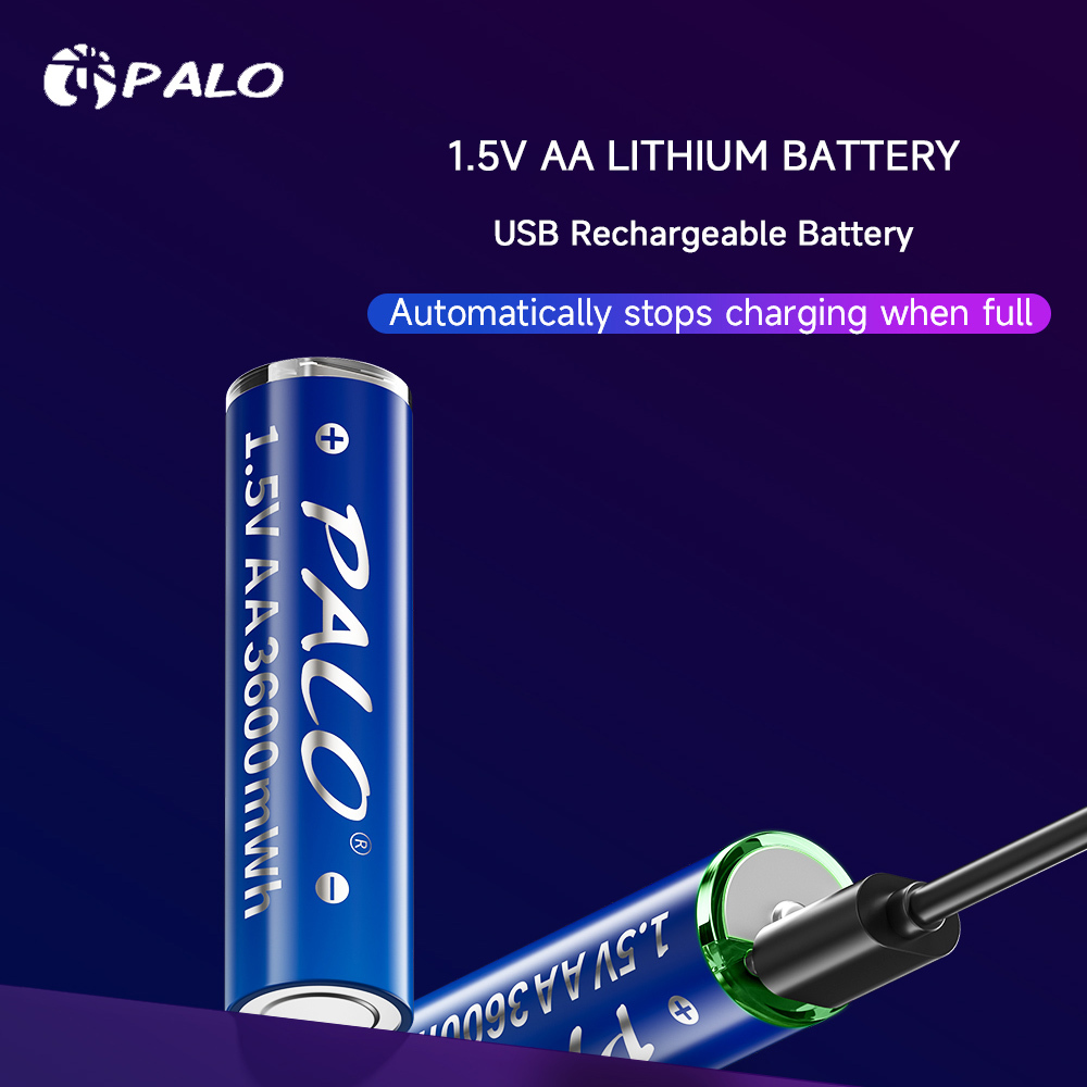 Palo 1.5V แบตเตอรี่ USB ชาร์จเร็ว AA3600mWh / AAA1110mWh Li-ion แบตเตอรี่