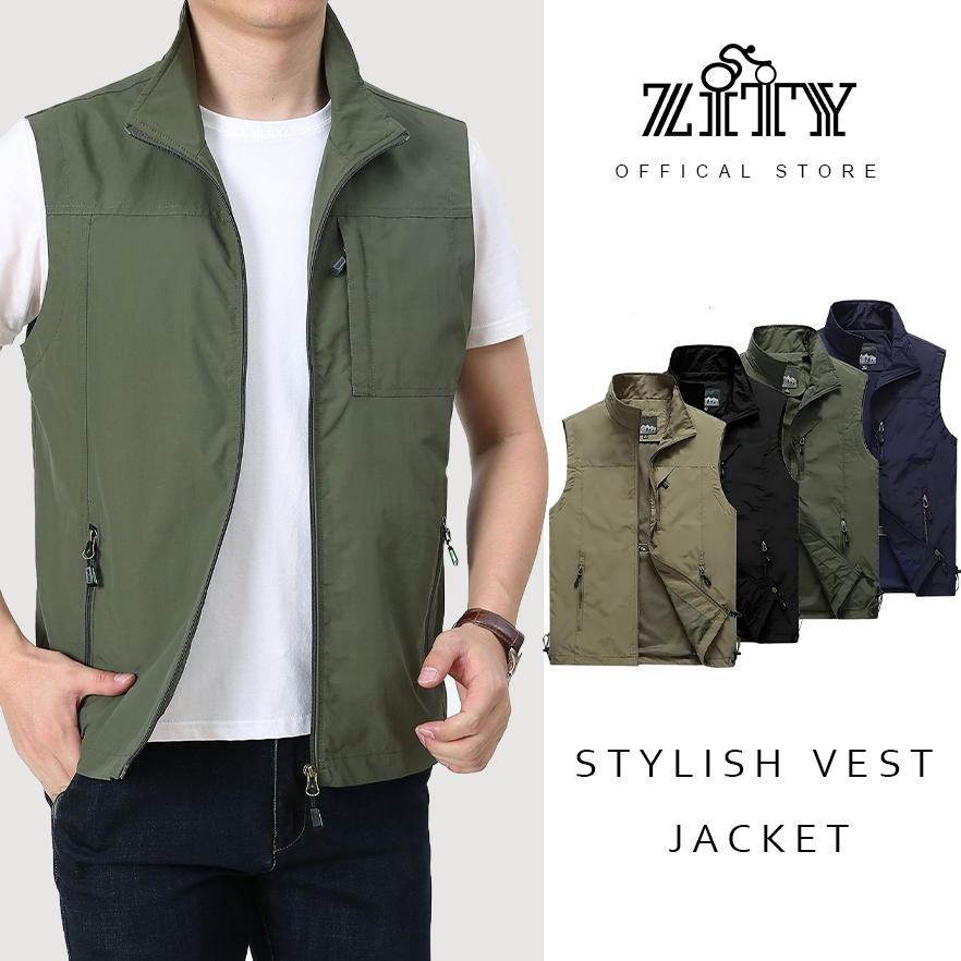 ZITYเสื้อกั๊กทหารกลางแจ้งสำหรับผู้ชาย – น้ำหนักเบา ระบายอากาศได้ดี กันน้ำ มีกระเป๋าหลายช่อง ทรงลำลอง M-5XL สำหรับฤดูร้อน