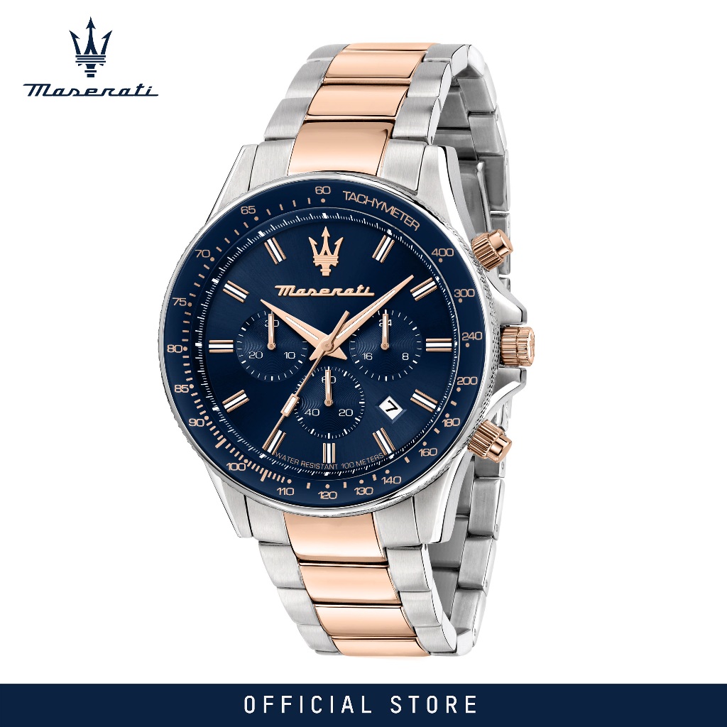 【2 Years Warranty】Maserati Sfida 44mm Men's Quartz นาฬิกาข้อมือแฟชั่น R8873640022