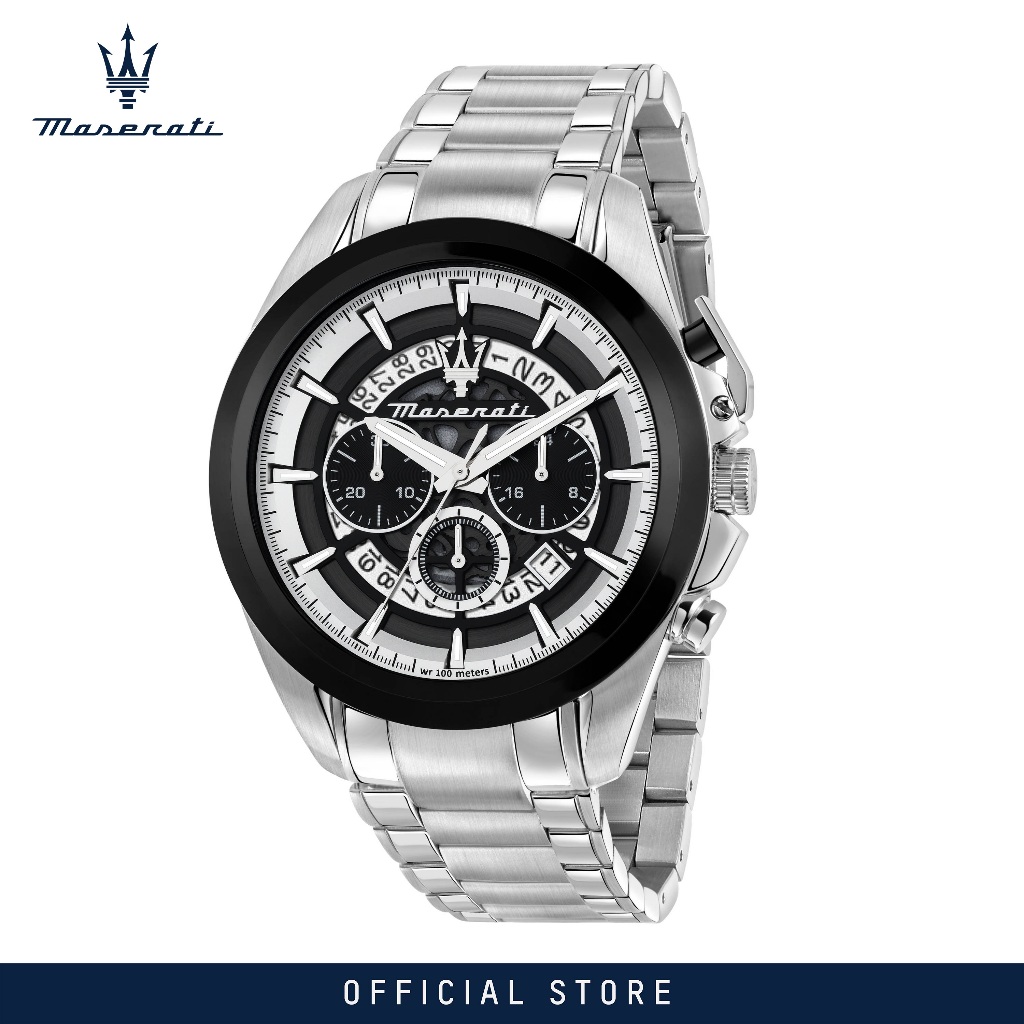 【2 Years Warranty】Maserati Traguardo 45mm Men's Chronograph Quartz  นาฬิกาข้อมือแฟชั่น R8873612059