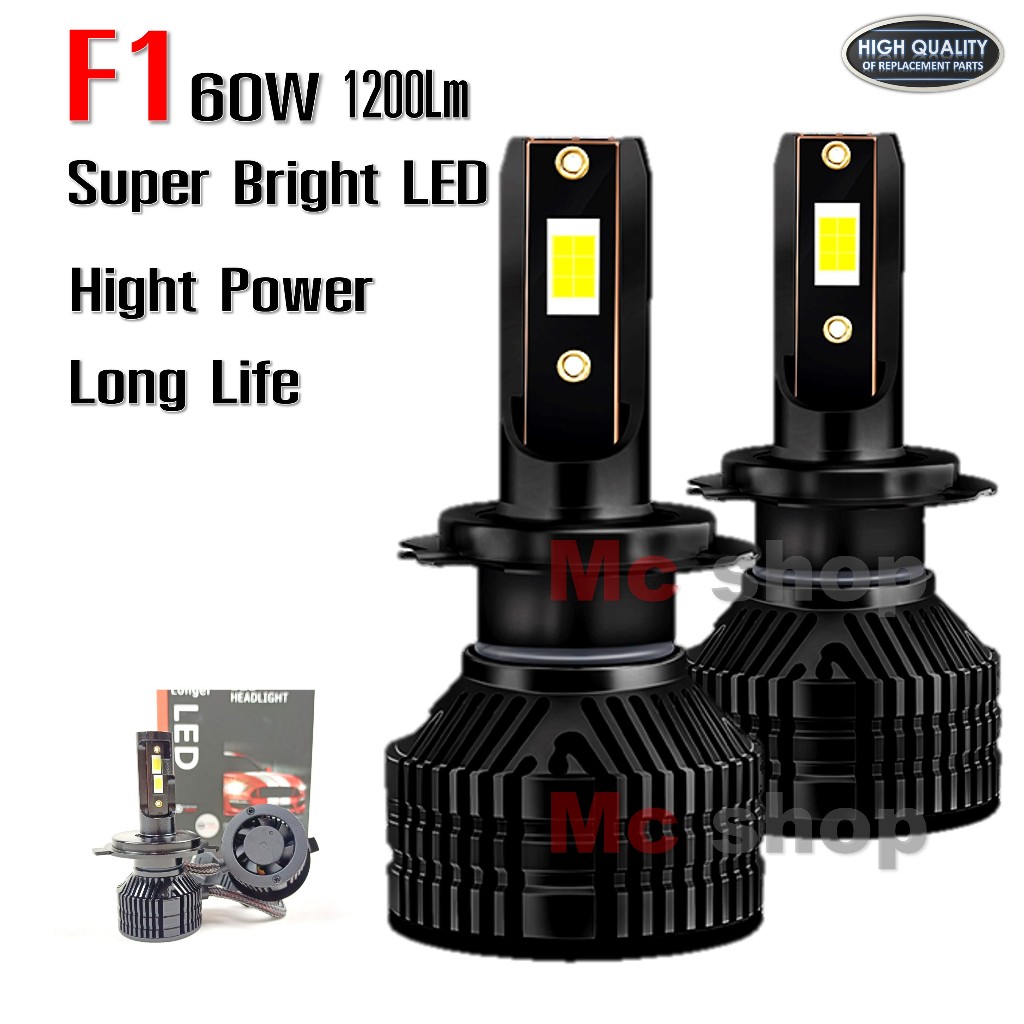 หลอดไฟหน้า LED H4 H11 9005 9006 H7 แสงขาว SUPER MINI F1  ของแท้ สว่างสุด 1คู่