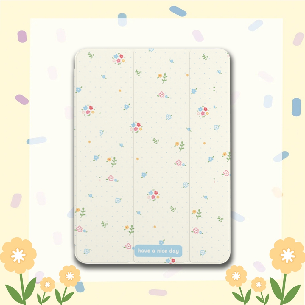 พร้อมส่ง เคสป้องกัน iPad/พร้อมที่วางปากกา air5 air6 11 ดอกไม้สีสันสดใส iPad gen9 pro11 2024 MINI7