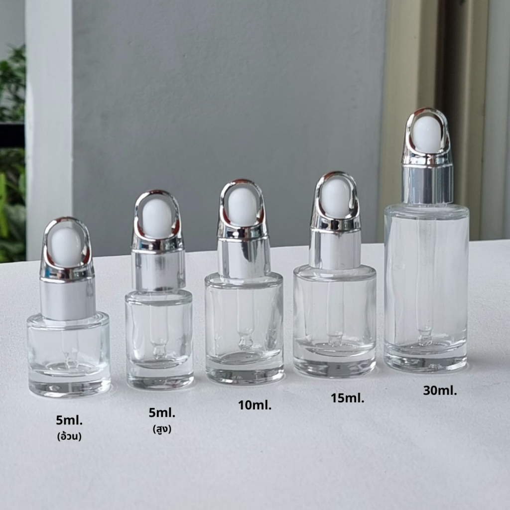 [COSS]ขวดแก้วใส ขนาด 5ml/10ml/15ml30ml หัวบีบหยดดรอปเปอร์ ใส่เซรั่ม เอสเซ้นต์ น้ำหอม ขวดแบ่ง พร้อมส่ง