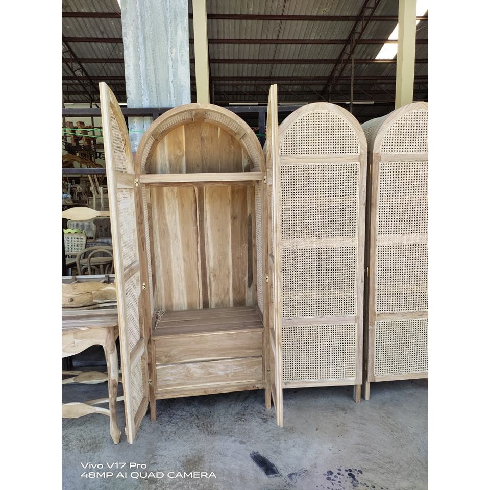 Wardrobe 90 cm teakwood fram rattan Wardrobe ตู้เสื้อผ้าไม้สัก  ตู้เสื้อ ตู้เสื้อผ้า  หวายแท้ ize 90
