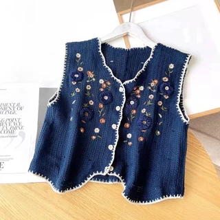aililai1688 เสื้อถัก ผู้หญิง ลายดอกไม้ปักขึ้นรูปนูน มี 5 สีให้เลือกแบบจุใจเนื้อผ้าไหมพรมเหมาะกับสาวๆ
