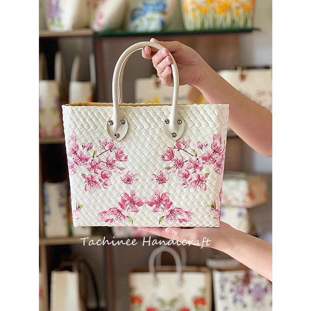 กระเป๋าใบลาน ขนาด10x8 นิ้ว กระเป๋าTachineeHandicraft พร้อมส่ง ของขวัญเกษียณ