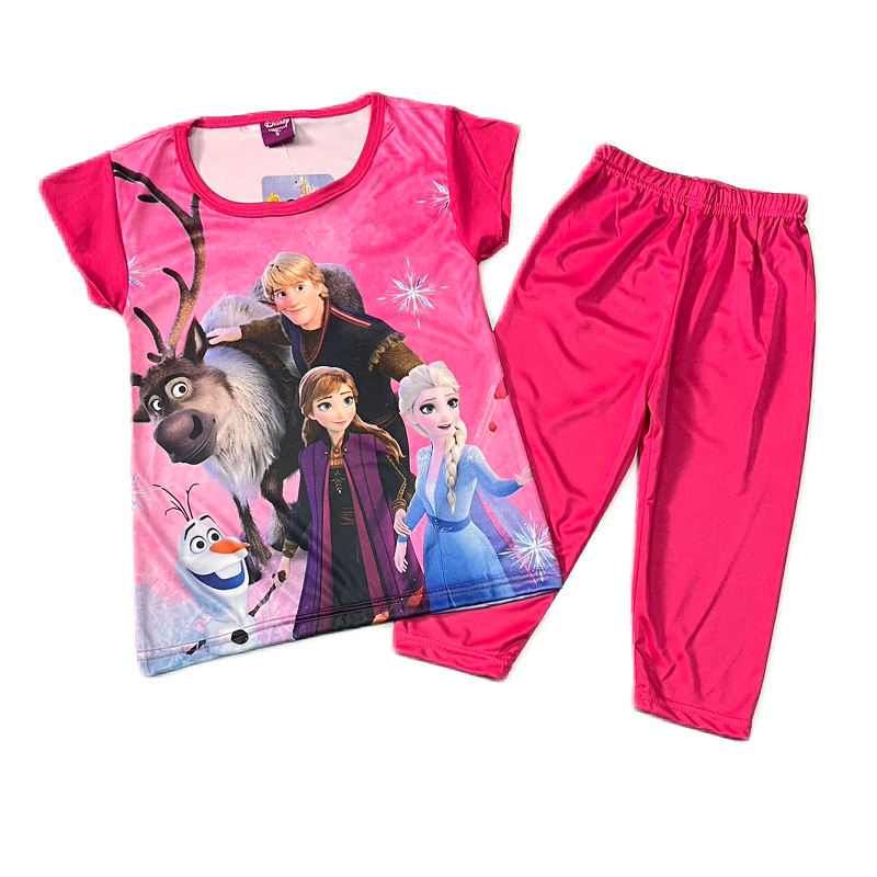 เสื้อผ้าเด็กผู้หญิง ชุดเสื้อ+กางเกงสีพื้น ผ้ามันผ้าไมโคเกรดพรีเมี่ยม PM909 - รูปที่ 2