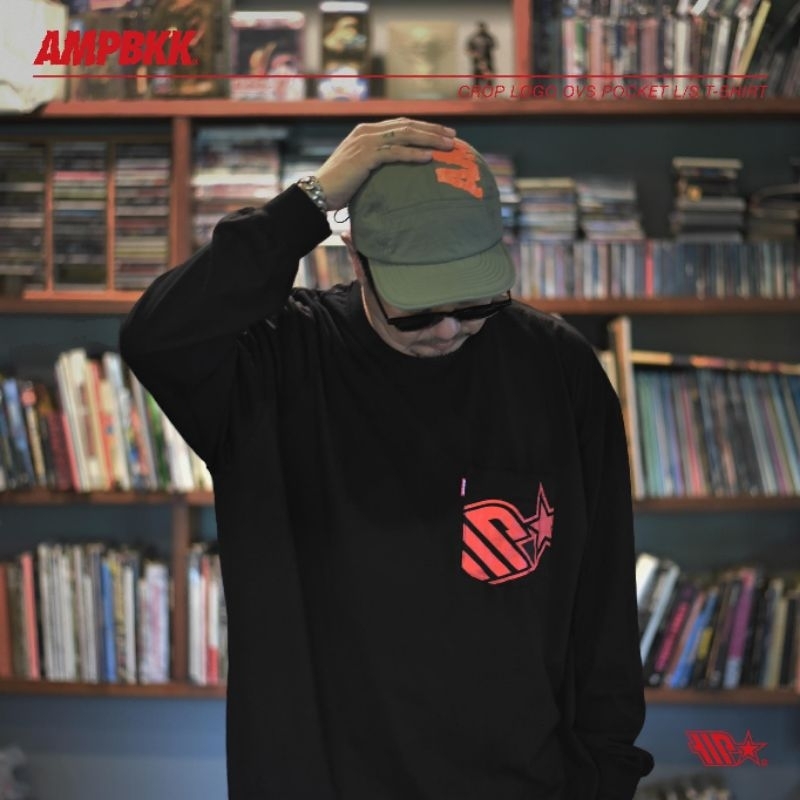 A.M.P. “CROPPED LOGO” OVS POCKET LONG SLEEVE TEE