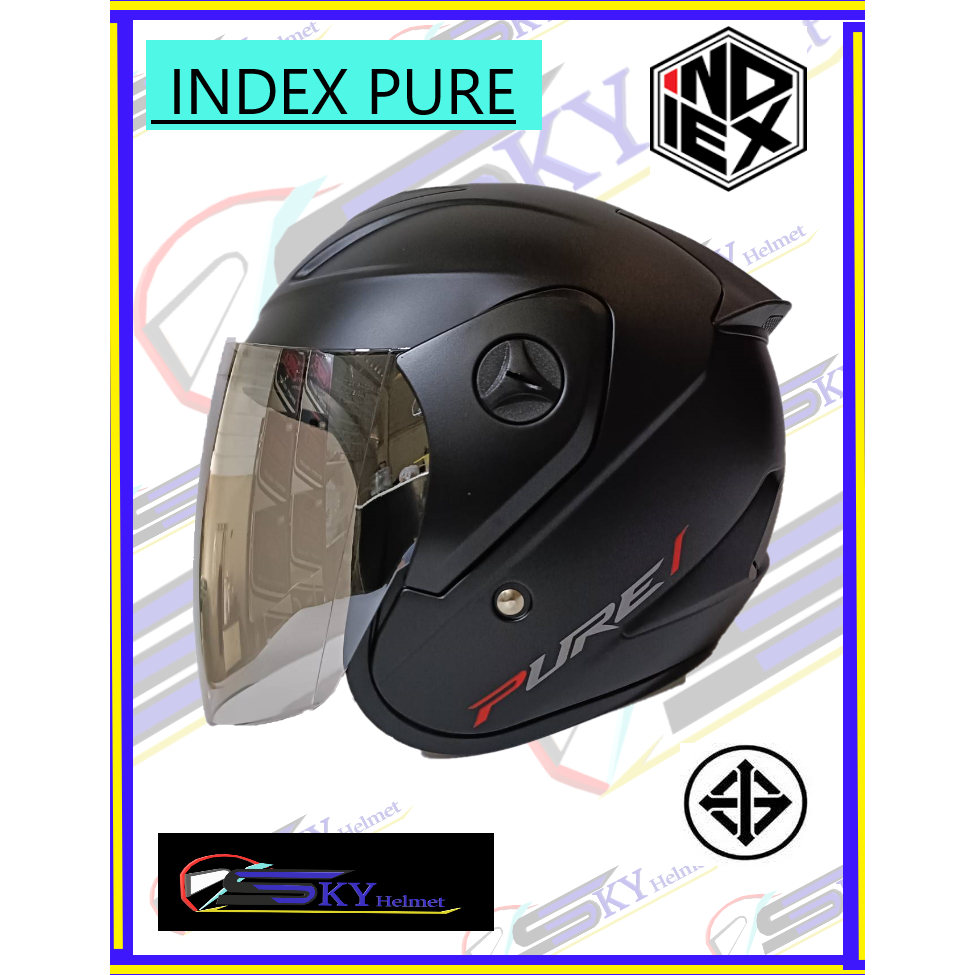 หมวกกันน็อค INDEX PURE หมวกมาตรฐาน รูปทรงสวยงาม/สวมใส่สบาย แผ่นหน้าปรอทเงินบางสินค้าเป็นฟรีไซส์ L ค่ะ