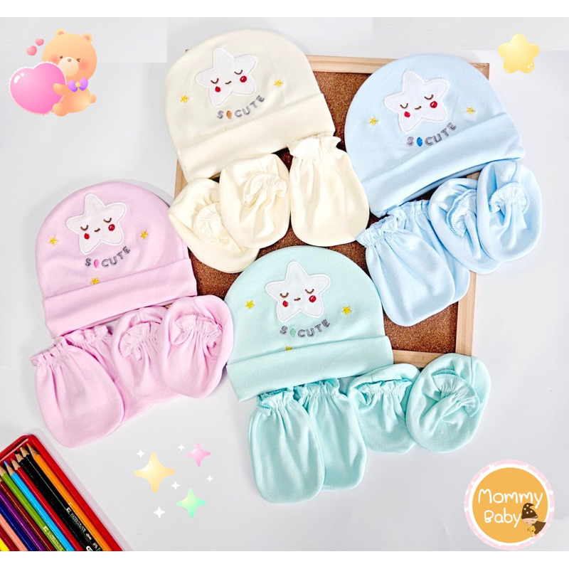 AM เซต หมวก ถุงมือถุงเท้าน่ารักพร้อมส่งน้า