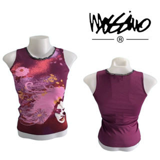 Mossimo เสื้อเเขนกุด เสื้อกล้าม (XX72) ผู้หญิง สกรีนลาย สีม่…