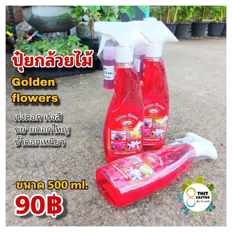 golden flowers ปุ๋ยกล้วยไม้ แบบน้ำ 500ml. // เร่งดอก เร่งสี กล้วยไม้ แคคตัส กระบองเพชร
