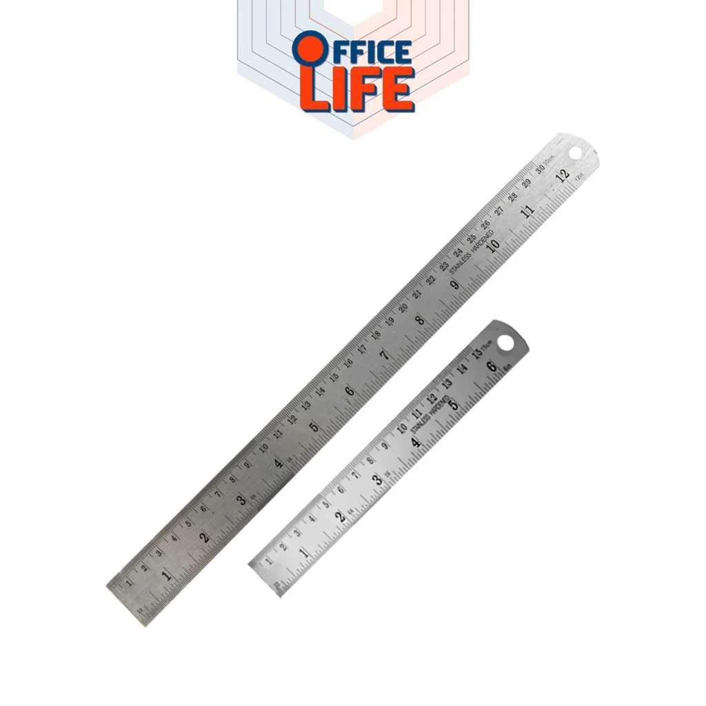 Stainless Hardened ฟุตเหล็ก ไม้บรรทัดเหล็ก ขนาด 6 นิ้ว / 12 นิ้ว ( 1 ชิ้น )